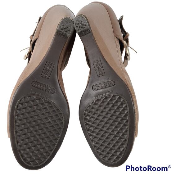 Aerosoles Soundsystem nude peep toe wedge shooties,, 7.5M - Picture 4 of 11